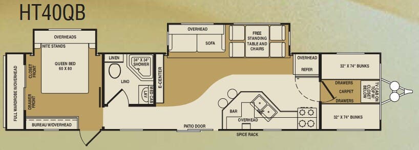 View 2010 CrossRoads Hampton HT40QB complete specs and manufacturer brochures