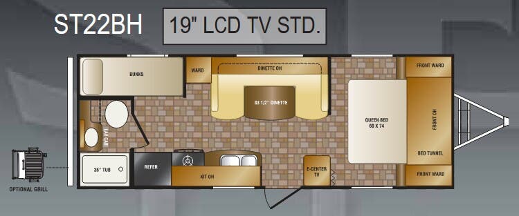 View 2011 CrossRoads Sunset Trail Lite Weight ST22BH complete specs and manufacturer brochures