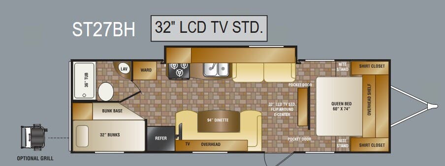 View 2011 CrossRoads Sunset Trail Lite Weight ST27BH complete specs and manufacturer brochures