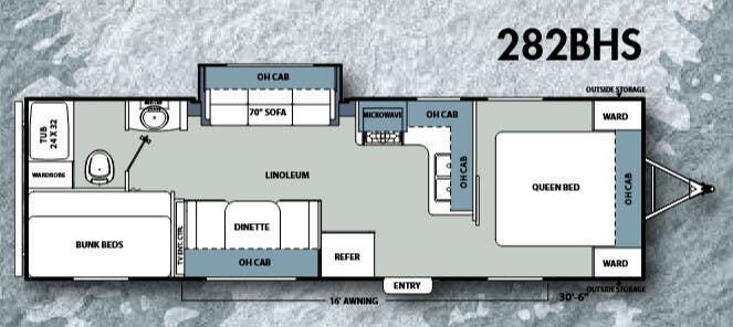 View 2012 Coachmen Catalina Santara 282BHS complete specs and manufacturer brochures