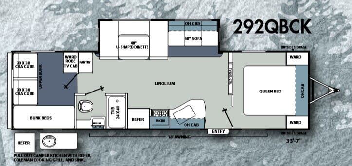 View 2012 Coachmen Catalina Santara 292QBCK complete specs and manufacturer brochures