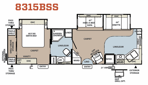 View 2012 Forest River Rockwood Signature Ultra Lite 8315BSS complete specs and manufacturer brochures