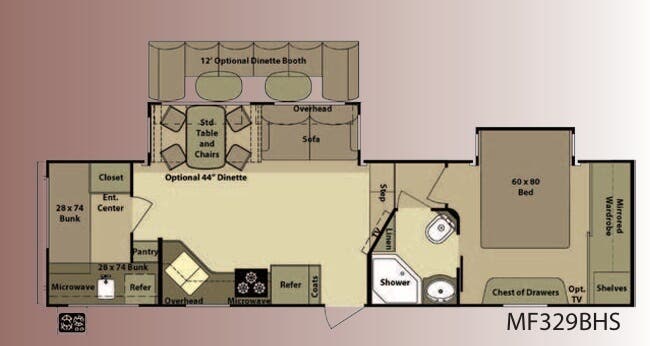 View 2012 Highland Ridge Mesa Ridge MF329BHS complete specs and manufacturer brochures