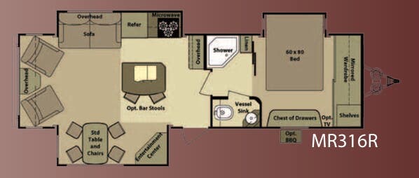 View 2012 Highland Ridge Mesa Ridge MR316R complete specs and manufacturer brochures