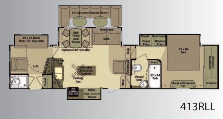 View 2012 Highland Ridge Open Range 413RLL complete specs and manufacturer brochures