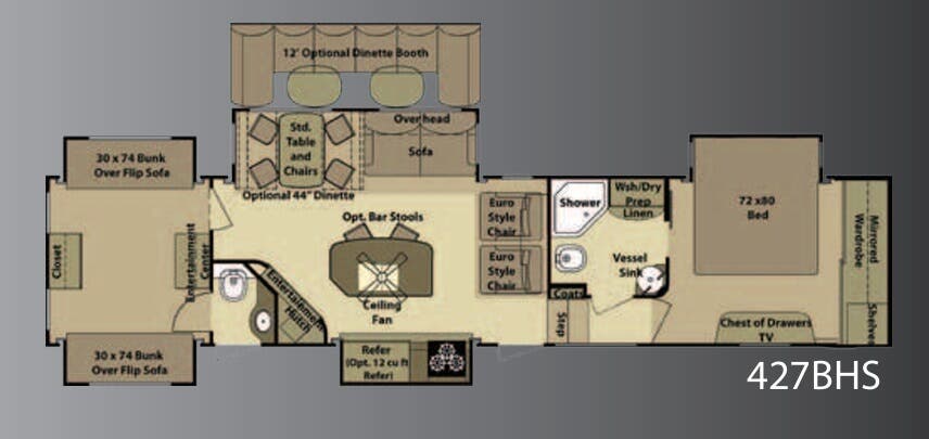 View 2012 Highland Ridge Open Range 427BHS complete specs and manufacturer brochures