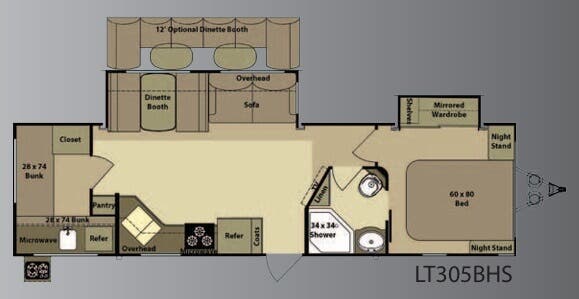 View 2012 Highland Ridge Open Range Light LT305BHS complete specs and manufacturer brochures