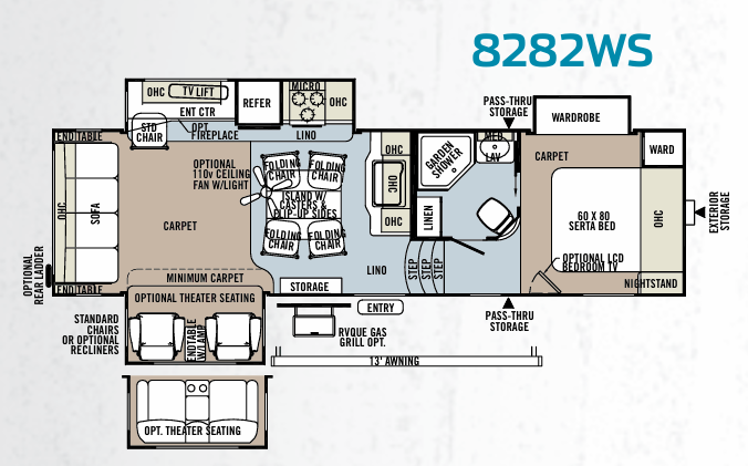 View 2013 Forest River Rockwood Signature Ultra Lite 8282WS complete specs and manufacturer brochures
