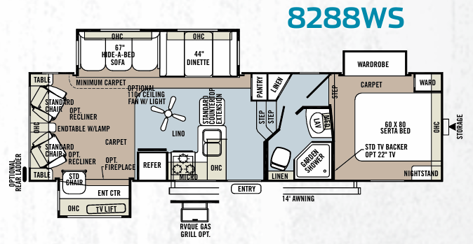 View 2013 Forest River Rockwood Signature Ultra Lite 8288WS complete specs and manufacturer brochures