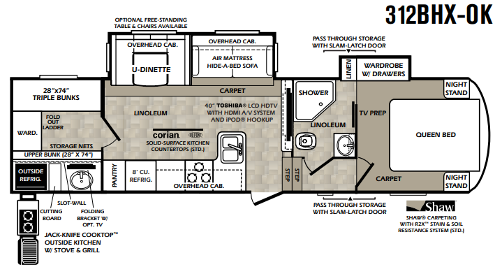 View 2013 Forest River Wildcat eXtraLite 312BHX-OK complete specs and manufacturer brochures
