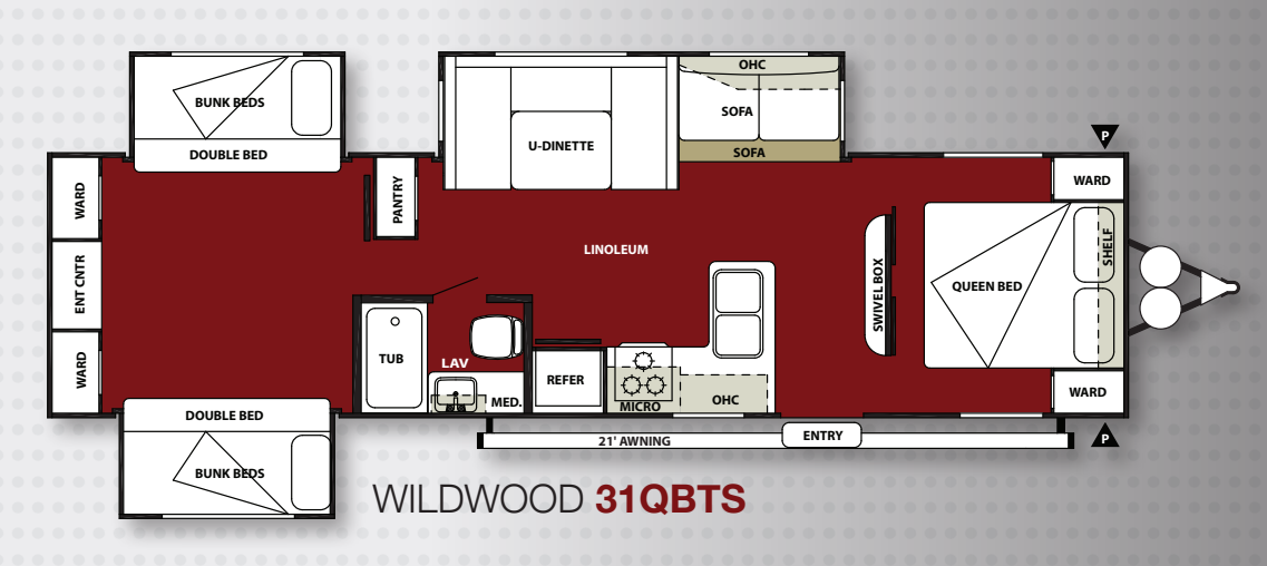 View 2013 Forest River Wildwood 31QBTS complete specs and manufacturer brochures