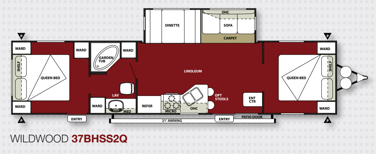 View 2013 Forest River Wildwood 37BHSS2Q complete specs and manufacturer brochures