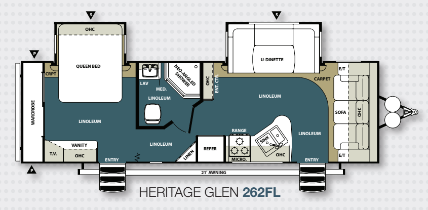 View 2013 Forest River Wildwood Heritage Glen Lite 262FL complete specs and manufacturer brochures