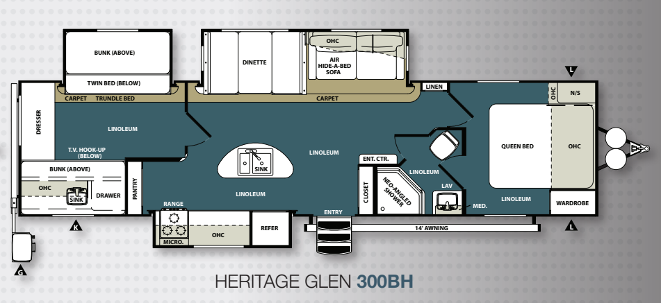 View 2013 Forest River Wildwood Heritage Glen Lite 300BH complete specs and manufacturer brochures
