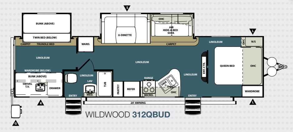 View 2013 Forest River Wildwood Heritage Glen Lite 312QBUD complete specs and manufacturer brochures