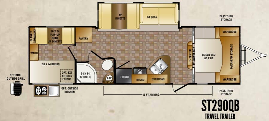 View 2014 CrossRoads Sunset Trail Super Lite ST290QB complete specs and manufacturer brochures