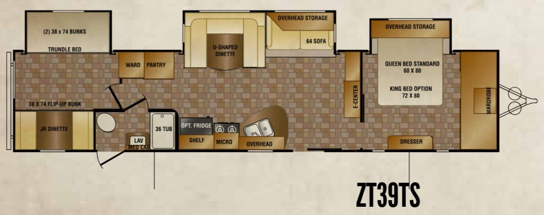 View 2014 CrossRoads Zinger ZT39TS complete specs and manufacturer brochures