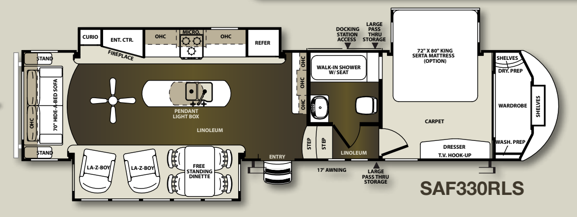 View 2014 Forest River Sandpiper SAF330RLS complete specs and manufacturer brochures