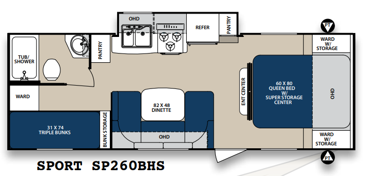 View 2014 Forest River Surveyor Sport SP260BHS complete specs and manufacturer brochures