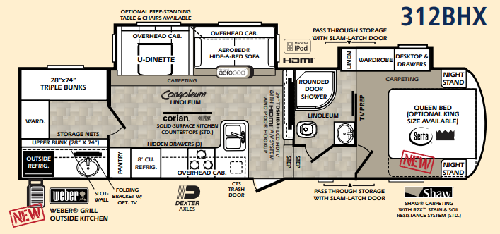 View 2014 Forest River Wildcat eXtraLite 312BHX complete specs and manufacturer brochures