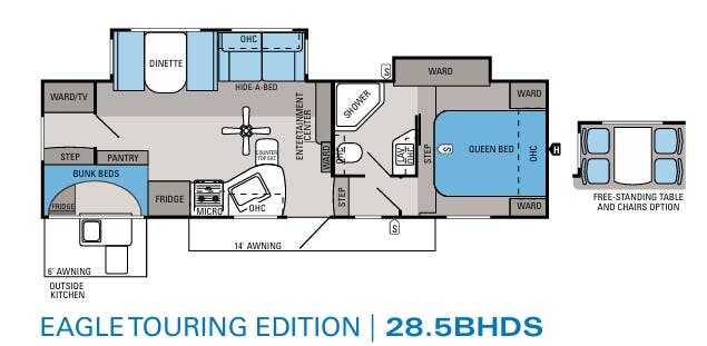 View 2014 Jayco Eagle Touring Edition 28.5BHDS complete specs and manufacturer brochures