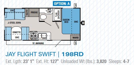 View 2014 Jayco Jay Flight Swift 198RD complete specs and manufacturer brochures