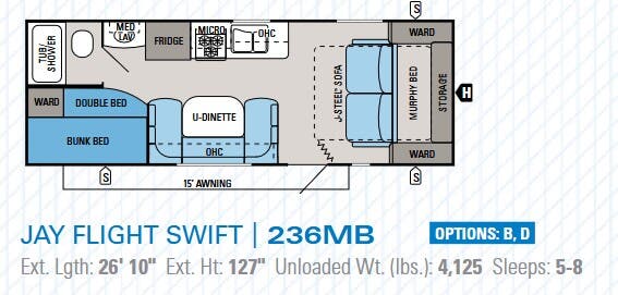View 2014 Jayco Jay Flight Swift 236MB complete specs and manufacturer brochures