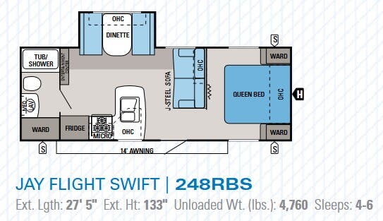 View 2014 Jayco Jay Flight Swift 248RBS complete specs and manufacturer brochures