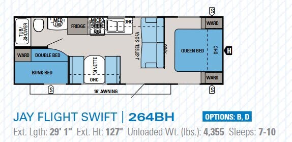 View 2014 Jayco Jay Flight Swift 264BH complete specs and manufacturer brochures