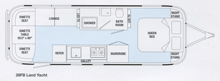 View 2015 Airstream Land Yacht 28FB complete specs and manufacturer brochures