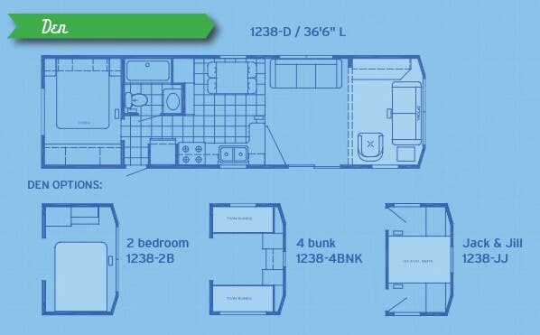 View 2015 Canterbury RV Parkvue 1238-D complete specs and manufacturer brochures