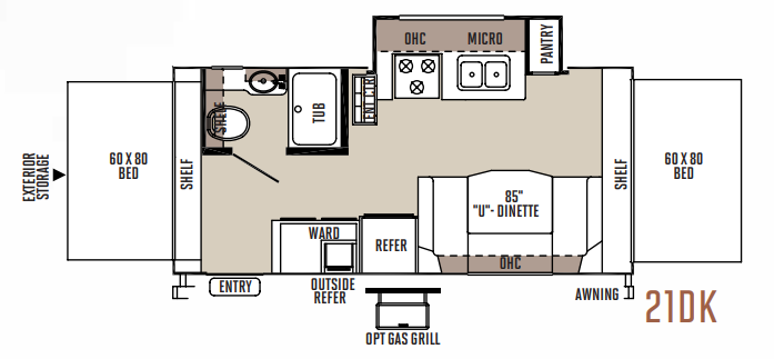 View 2015 Forest River Rockwood Roo 21DK complete specs and manufacturer brochures
