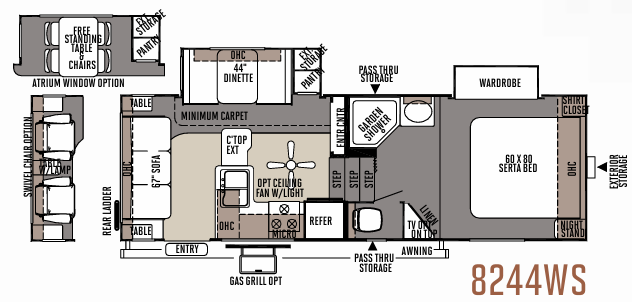 View 2015 Forest River Rockwood Signature Ultra Lite 8244WS complete specs and manufacturer brochures