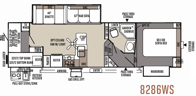 View 2015 Forest River Rockwood Signature Ultra Lite 8286WS complete specs and manufacturer brochures