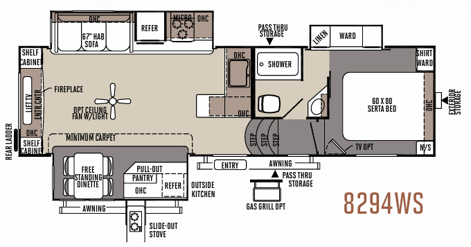 View 2015 Forest River Rockwood Signature Ultra Lite 8294WS complete specs and manufacturer brochures