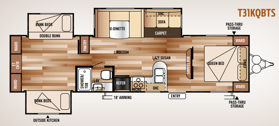 View 2015 Forest River Wildwood 31KQBTS complete specs and manufacturer brochures