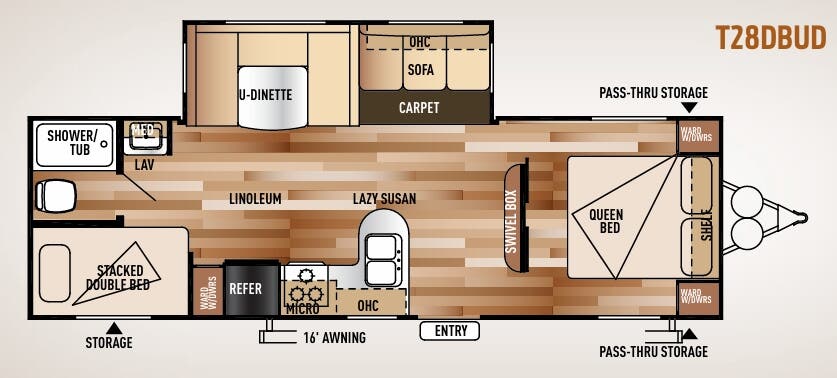 View 2015 Forest River Wildwood T28DBUD complete specs and manufacturer brochures