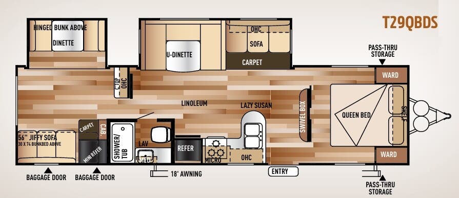 View 2015 Forest River Wildwood T29QBDS complete specs and manufacturer brochures