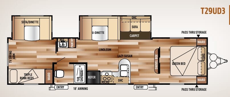 View 2015 Forest River Wildwood T29UD3 complete specs and manufacturer brochures
