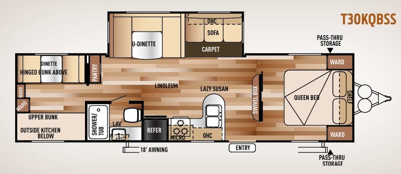 View 2015 Forest River Wildwood T30KQBSS complete specs and manufacturer brochures