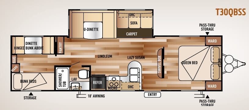 View 2015 Forest River Wildwood T30QBSS complete specs and manufacturer brochures
