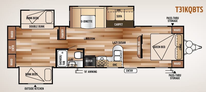 View 2015 Forest River Wildwood T31KQBTS complete specs and manufacturer brochures