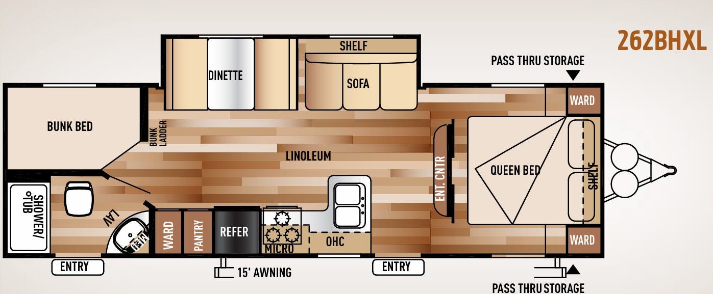 View 2015 Forest River Wildwood X-Lite 262BHXL complete specs and manufacturer brochures