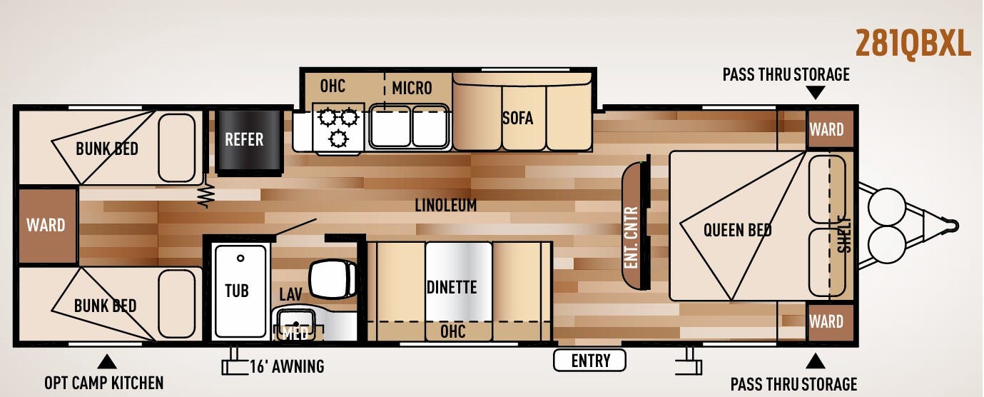 View 2015 Forest River Wildwood X-Lite 281QBXL complete specs and manufacturer brochures