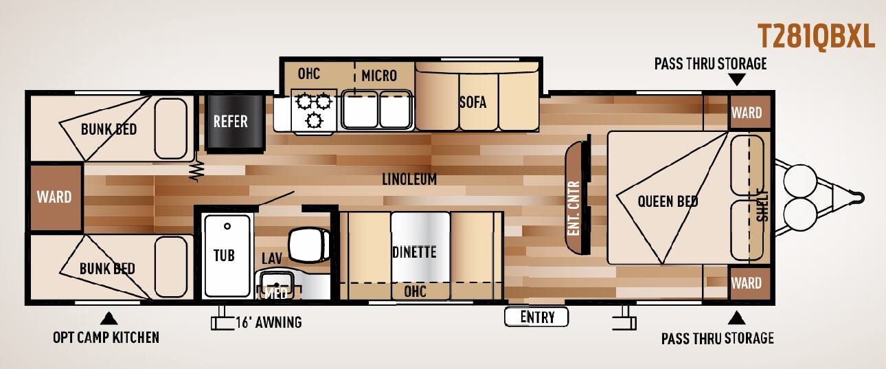 View 2015 Forest River Wildwood X-Lite T281QBXL complete specs and manufacturer brochures