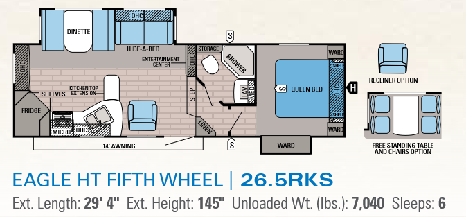 View 2015 Jayco Eagle HT 26.5RKS complete specs and manufacturer brochures