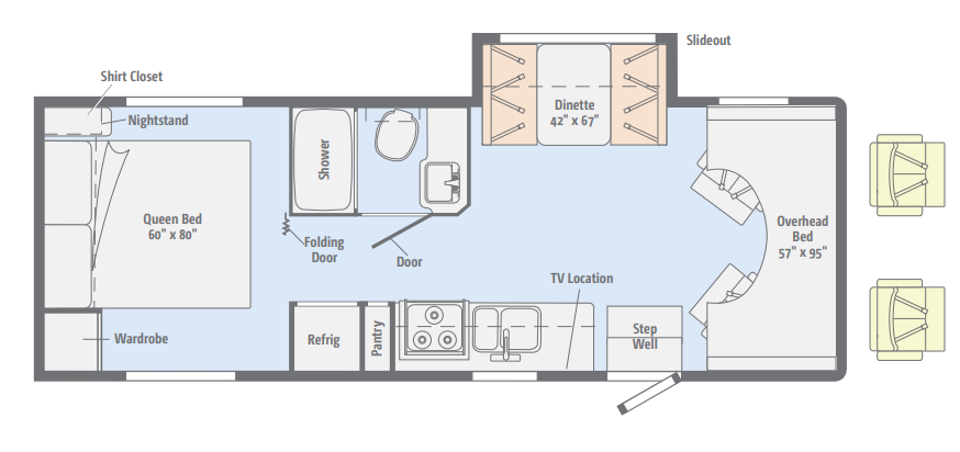 View 2015 Winnebago Spirit Silver 27QP complete specs and manufacturer brochures