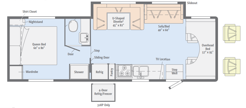 View 2015 Winnebago Spirit Silver 31KP complete specs and manufacturer brochures