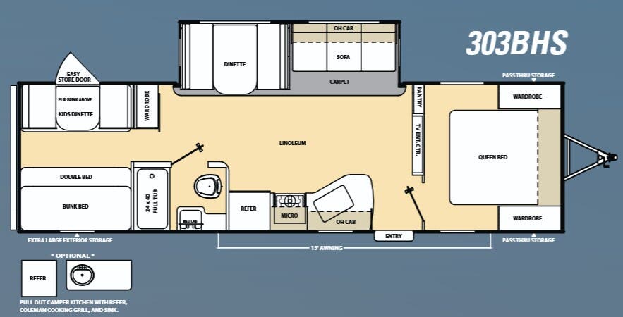 View 2016 Coachmen Catalina 303BHS complete specs and manufacturer brochures