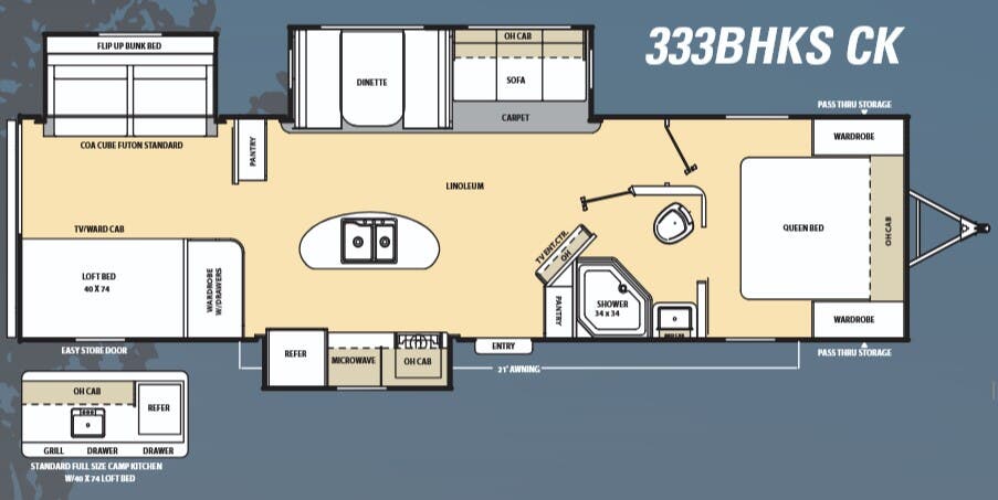 View 2016 Coachmen Catalina 333BHKS CK complete specs and manufacturer brochures